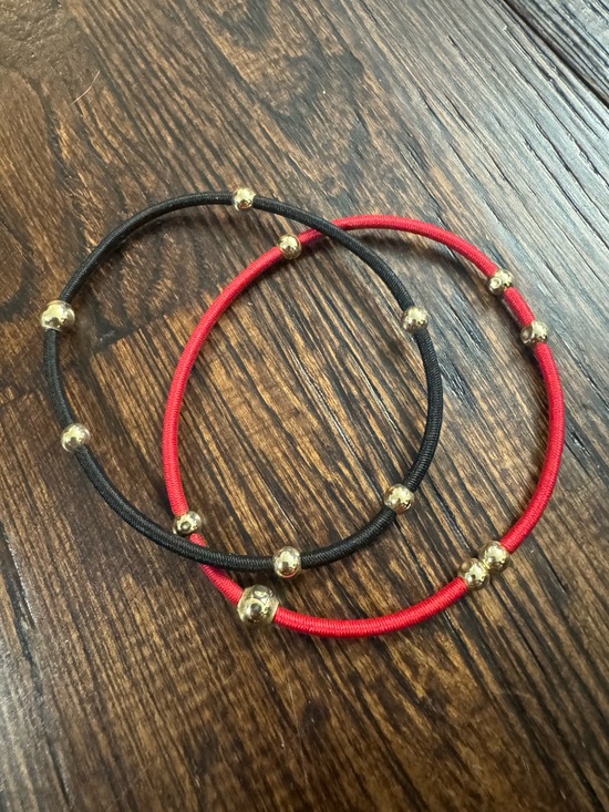 enewton Accessories - Enewton essentials Two Elastic Gold Bead Bracelets Hair Ties Red and Black